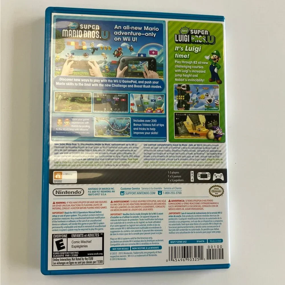 Super Mario Bros. U with Super Luigi U. (Nintendo Wii U  2013) No Manual